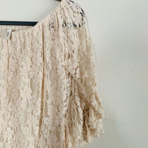 Elan Floral Lace Tunic Cream Off Shoulder Dress - Picture 4 of 7